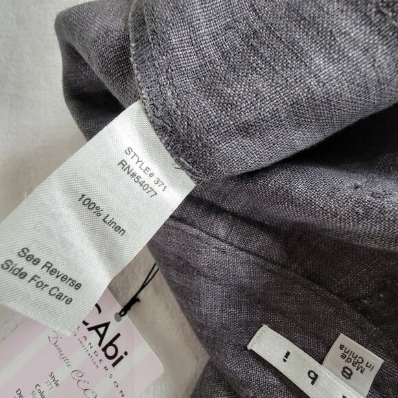 CAbi Womens Gray Slate Linen Sailor Pants Size 8 Wide Leg Casual 371New $98 - Picture 5 of 12